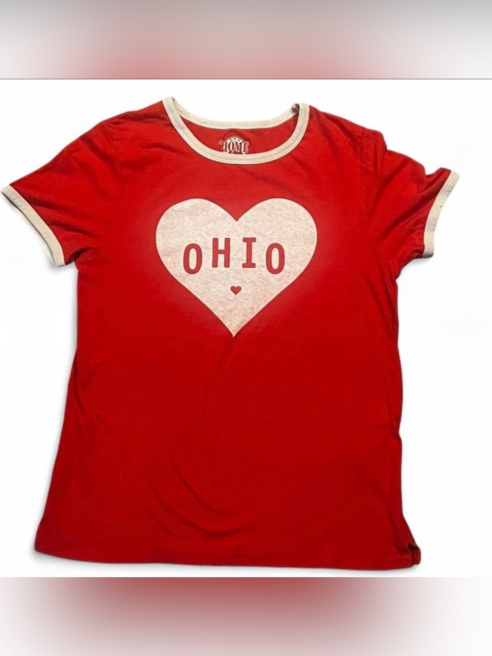 Ohio Heart Graphic Tee - Red with Cream Trim